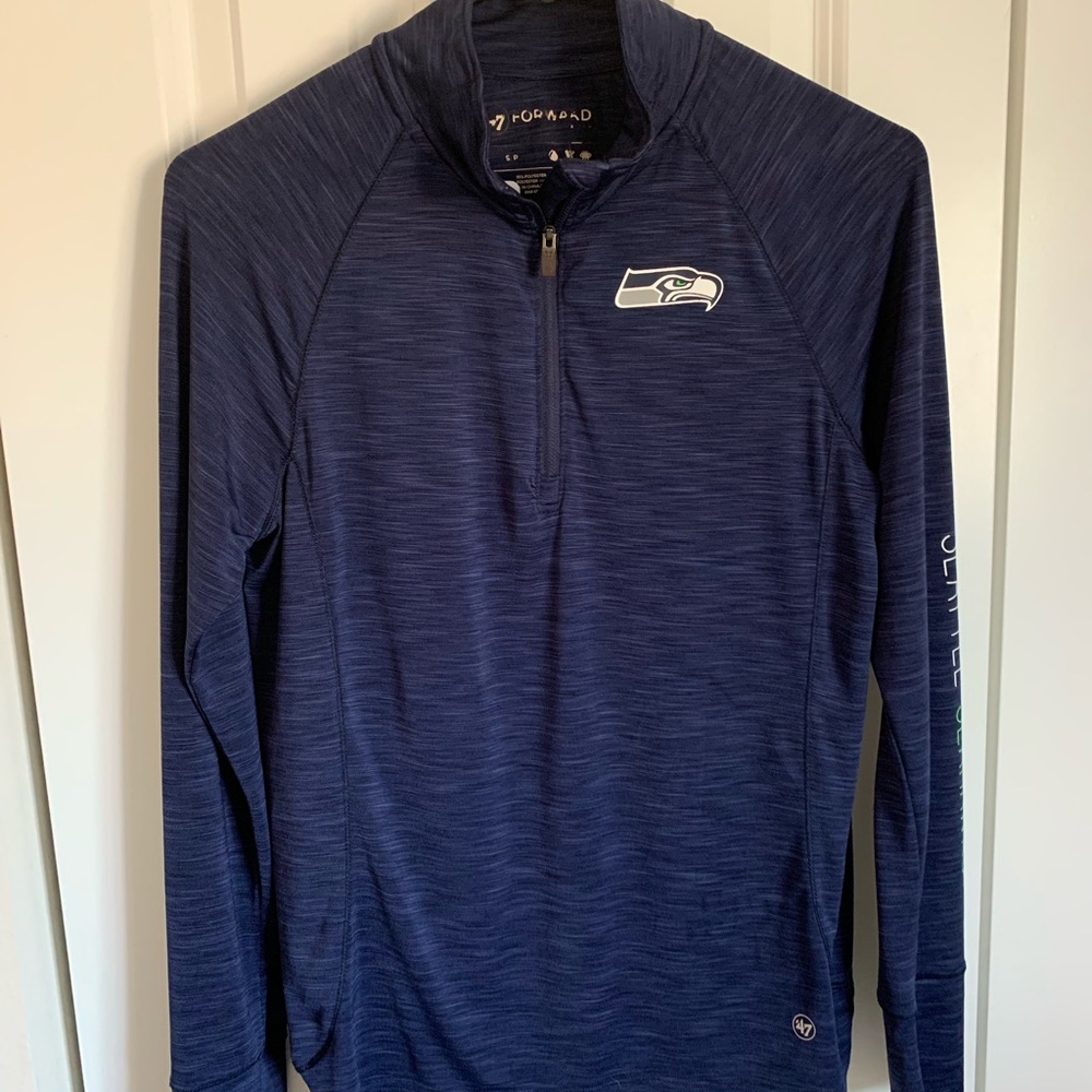 Seattle Seahawks Navy Blue Quarter-Zip Jacket